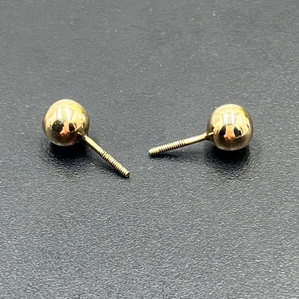 Unmarked‎ Tests 9K Yellow Gold Classic Minimal Round Ball Stud Earrings 0.58g